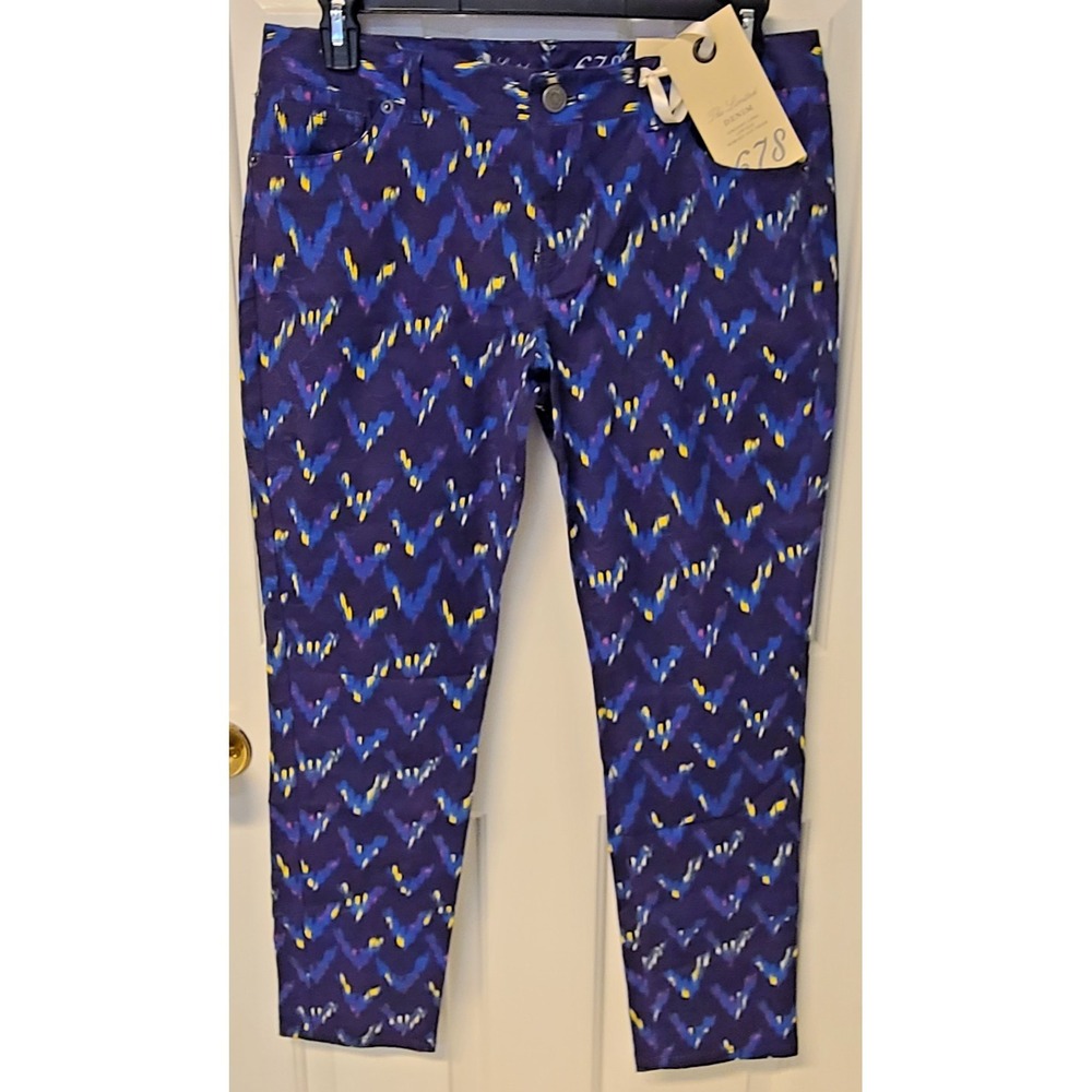 NWT‎ THE LIMITED 678 DENIM 14 Embossed FUNKY Skinny Jeans Indigo Blue Purple $79